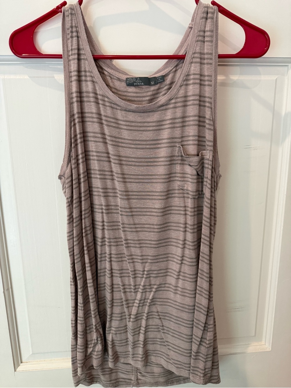 Prana Taupe & Gray Striped Women's Tank Top